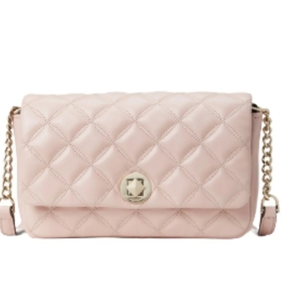 Kate Spade Quilted Leather Crossbody Bag Chain Strap Turnlock NWT